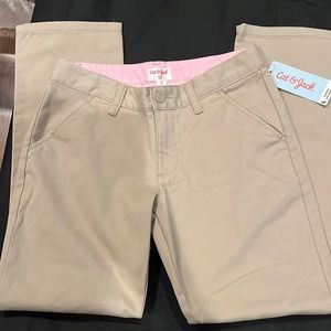 Cat and jack school uniform pants size 10 plus color sourdough beige/ LG 3xp